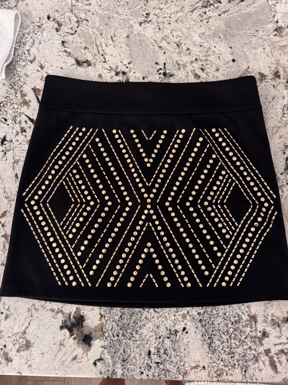 Thalia Sodi Black Skirt Gold Metallic Studs